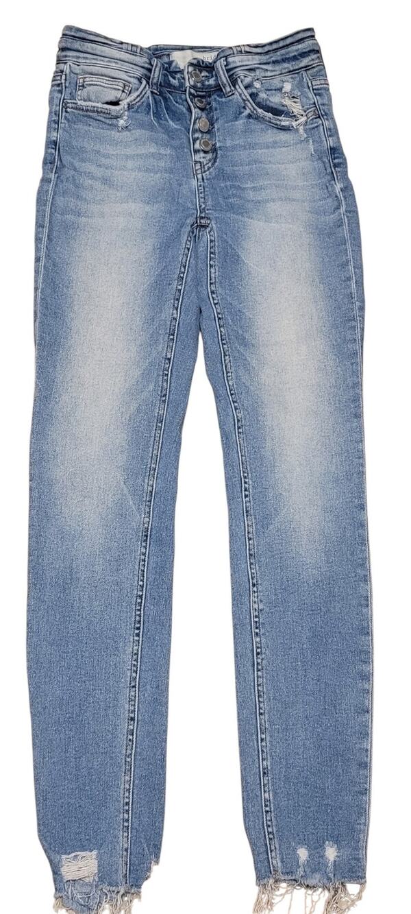 Bridge by GLY High Rise Skinny Jeans Women's Size 26 Distressed Button Fly